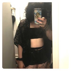 lace short sleeve cover up